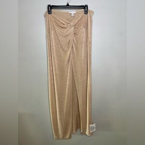 TOPSHOP Nordstrom NWT Maxi Skirt Front Knot W/ Slit Stretch Nude Cream - US 12